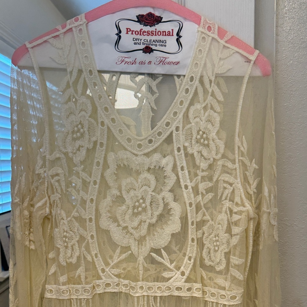 Leah Maria Couture “Jolie” Cream Lace Maxi Dress - Wedding/Maternity Photo Shoot